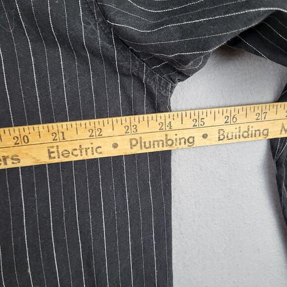 Y2K Southpole Men's XXL Applique Button Down Black White Pinstripe Streetwear - Picture 5 of 8